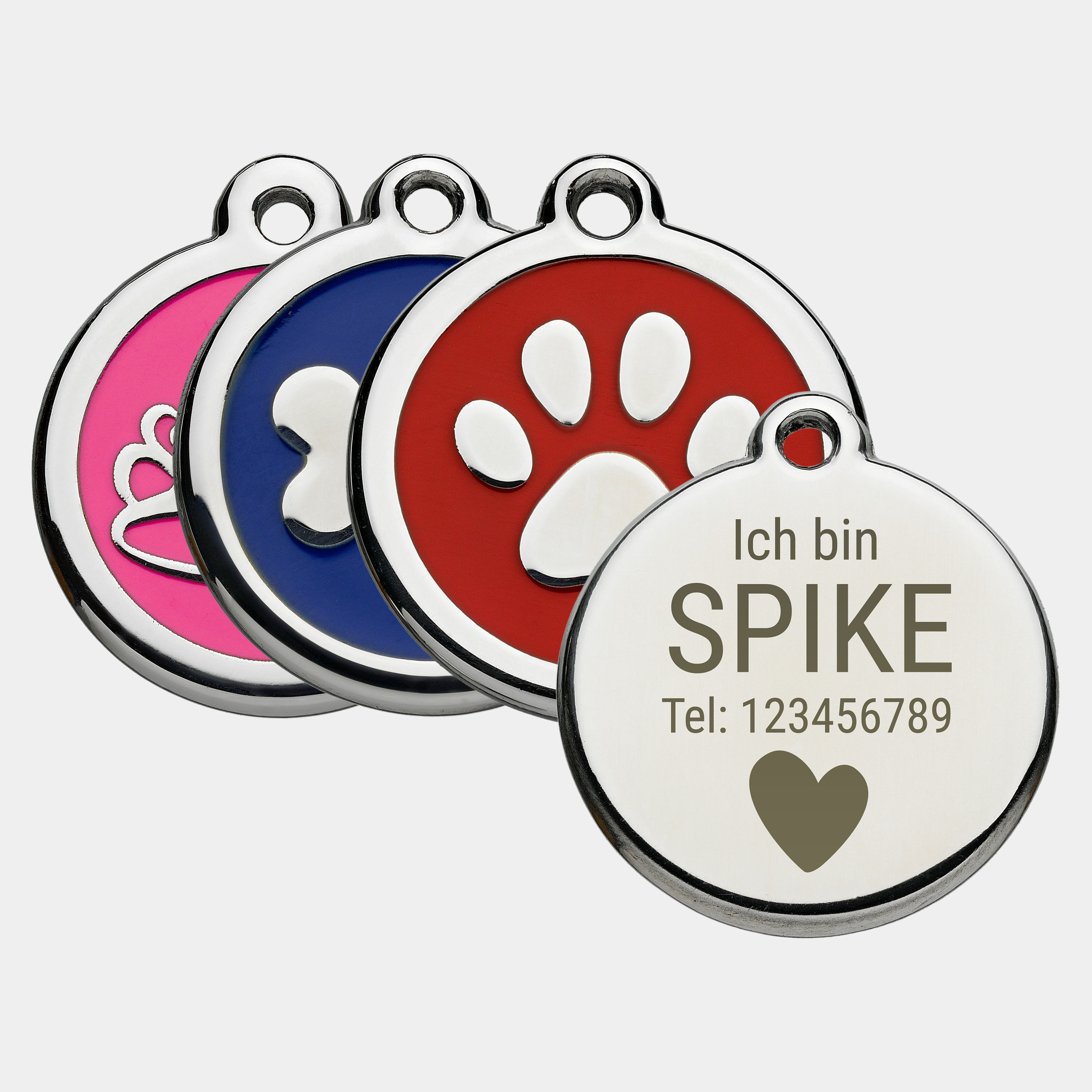 Tiermarken mit Motiv, farbig emailliert